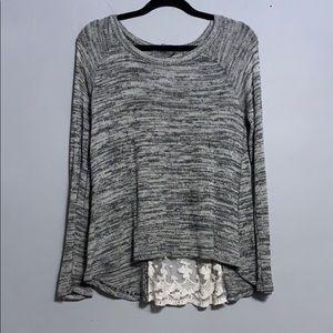 Grey Sweater with exposed lace back